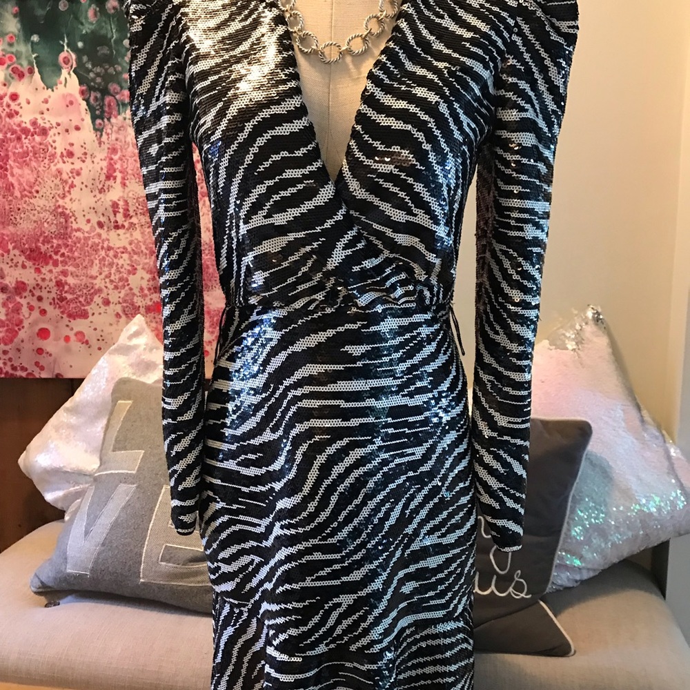 Micheal Kors stunning zebra print sequin dress
